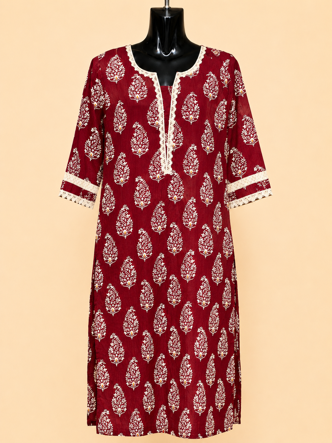 Anaya Lace Trim Cotton Kurti