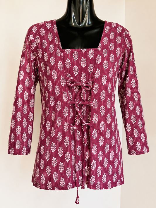 Berry Vine Tie-Back Short Kurti