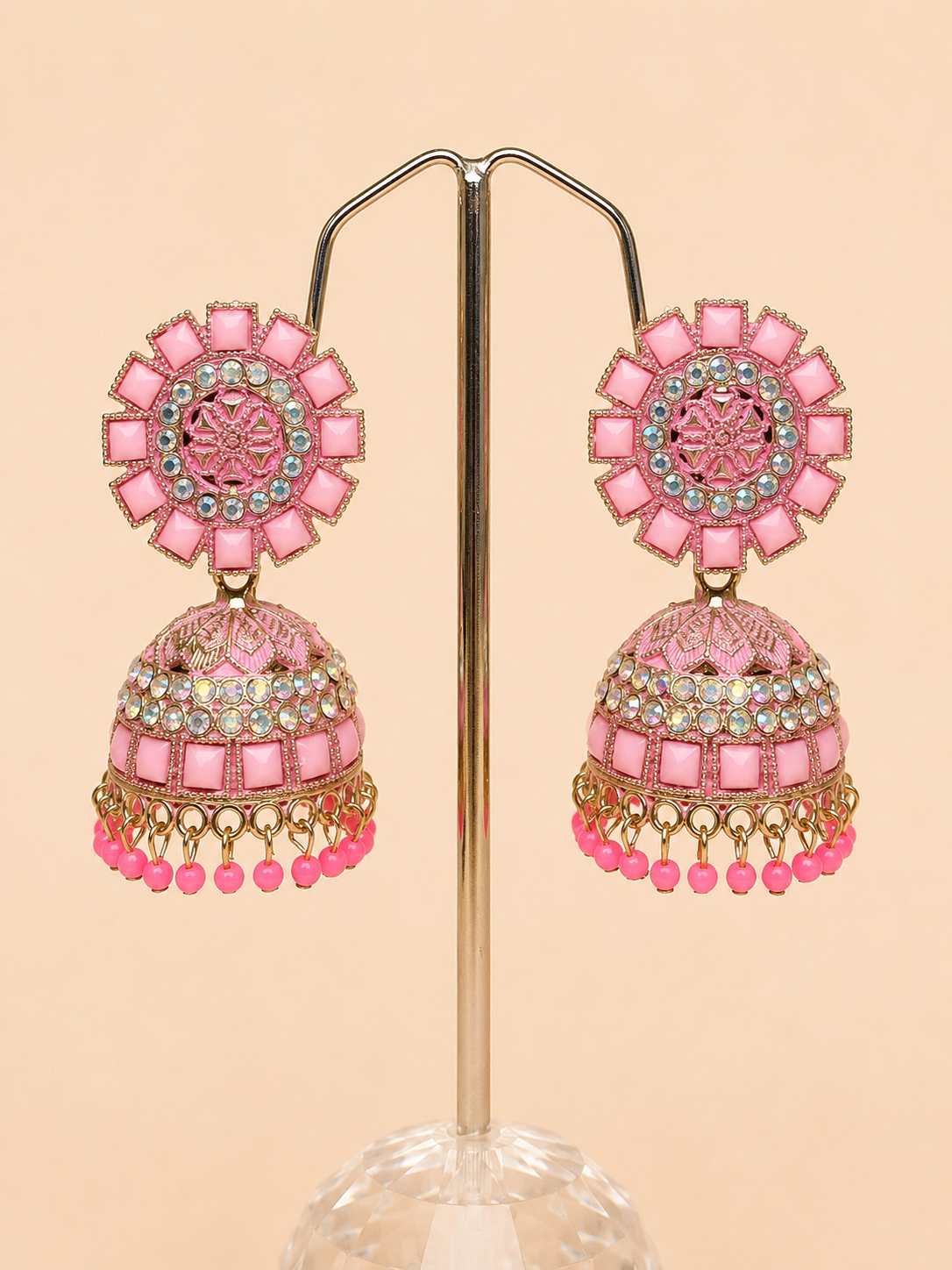Gulabi Noor Statement Jhumkas