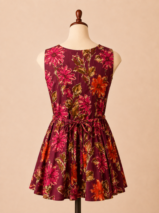 Berry Bloom Flared Mini Dress