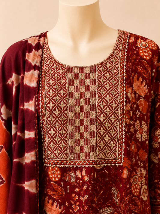 Maroon Floral Heritage 3-Piece Set