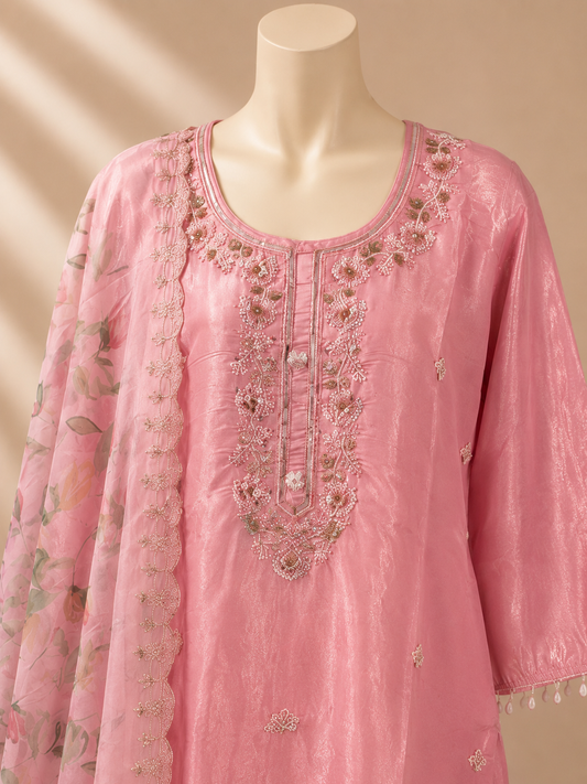 Blush Pink Embellished Three-Piece Set