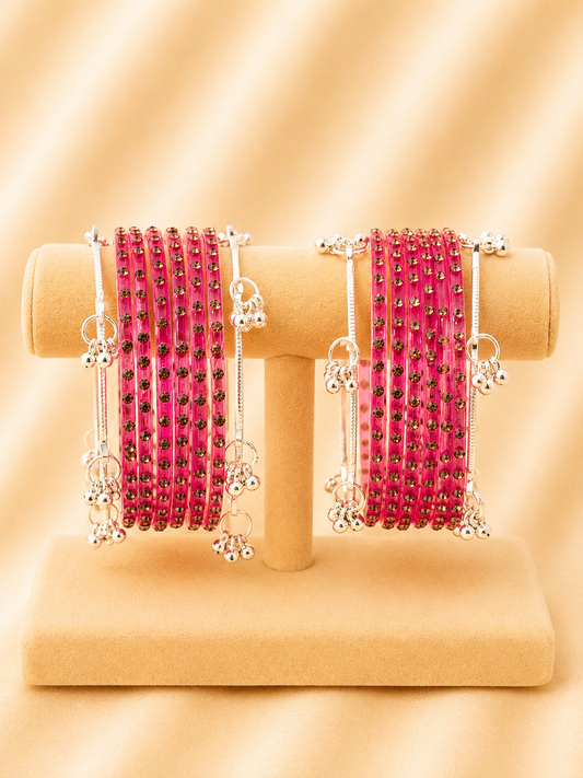 Fuchsia Sparkle Half Bangle Set