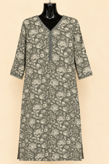 Willow Bloom Kurti – Sage Grey