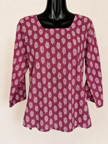 Berry Vine Tie-Back Short Kurti