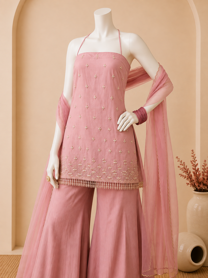 Blush Pearl Embellished Three-Piece Set