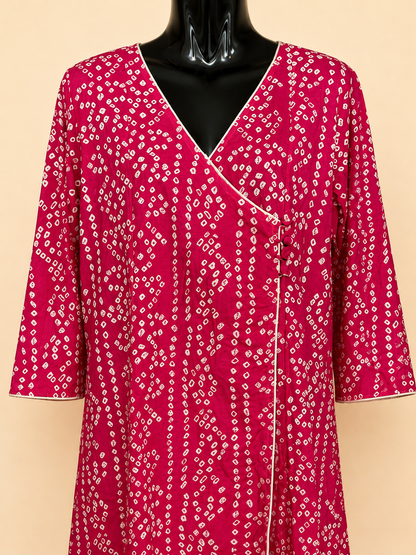Rani Bandhani Wrap Kurti – Fuchsia Pink