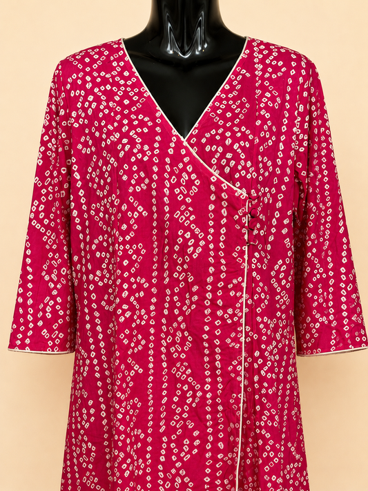 Rani Bandhani Wrap Kurti – Fuchsia Pink