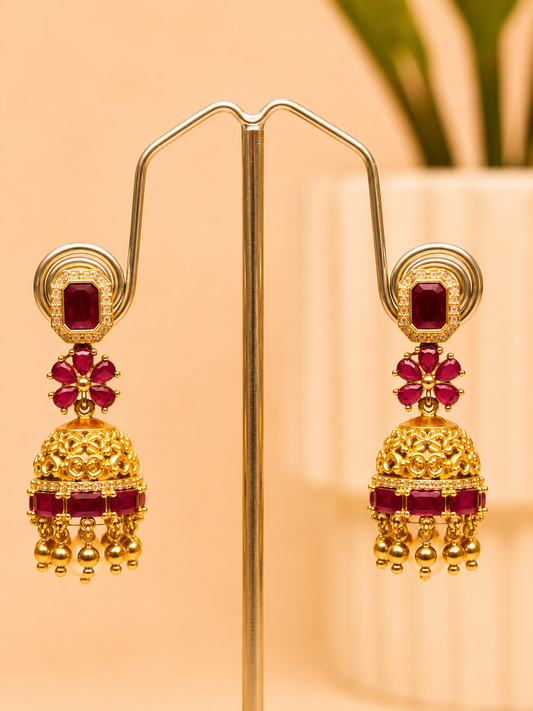 Ruby Maharani Jhumkas
