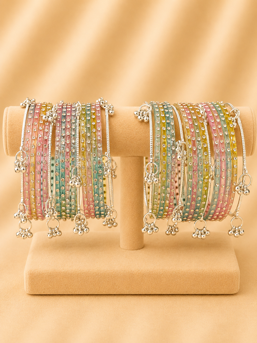Pastel Crystal Kashmiri Bangle Set