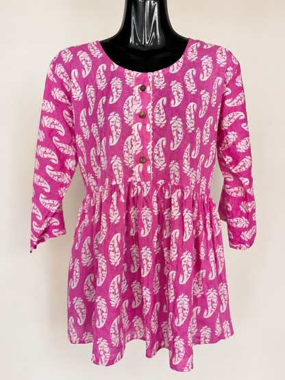Jaipuri Angrakha Short Kurta – Purple
