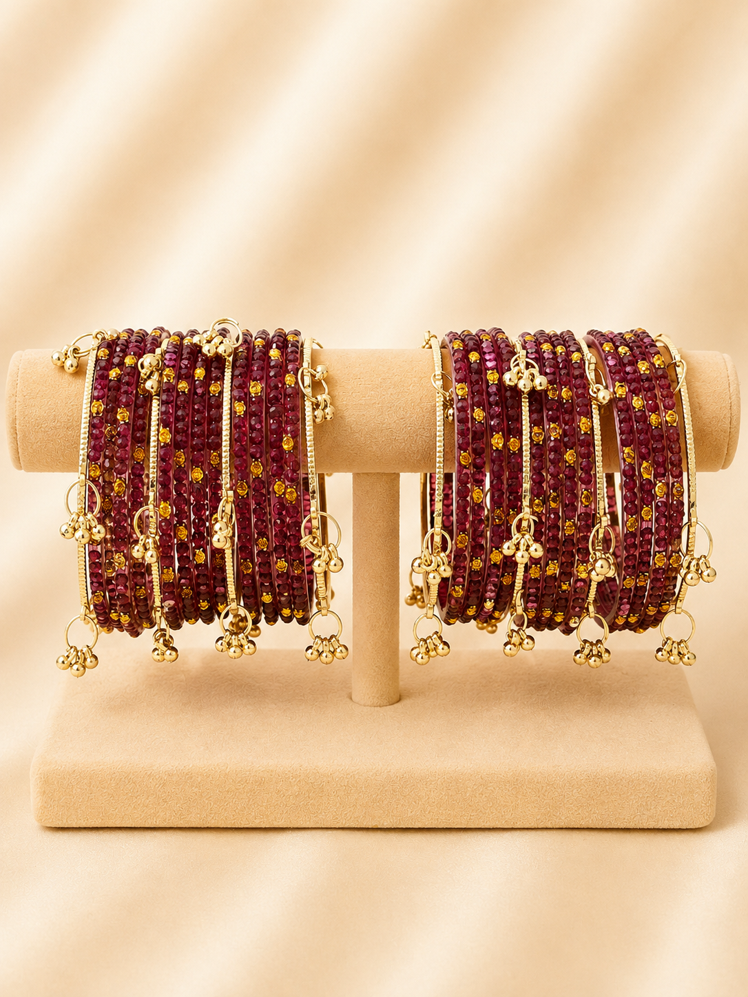 Ruby Radiance Crystal Glass Bangle Set
