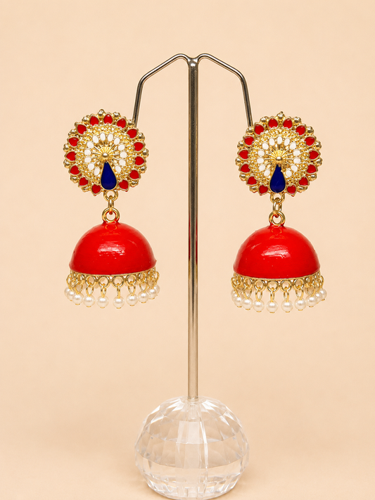 Morni Meenakari Jhumkas