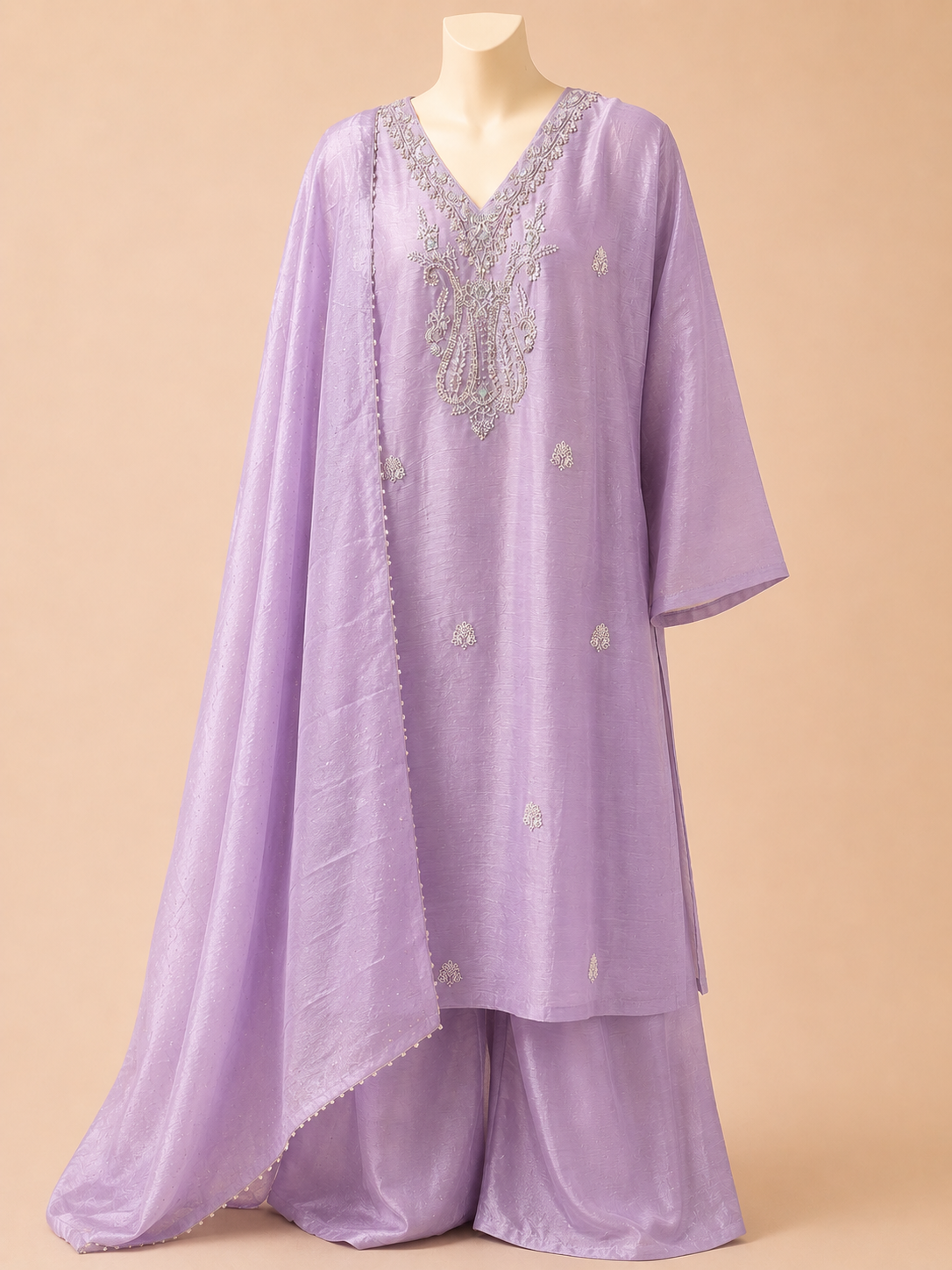 Lilac Embroidered Three-Piece Set