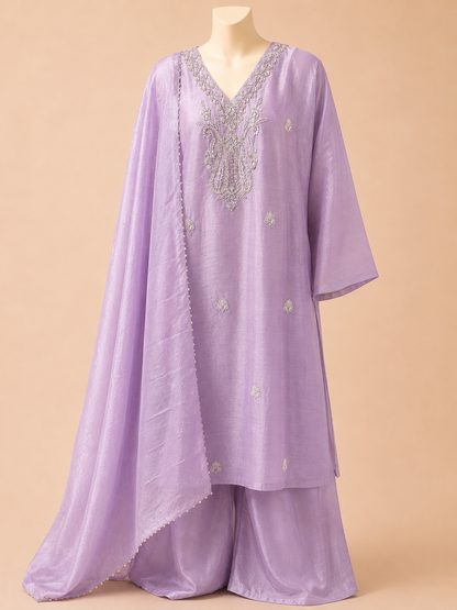 Lilac Embroidered Three-Piece Set