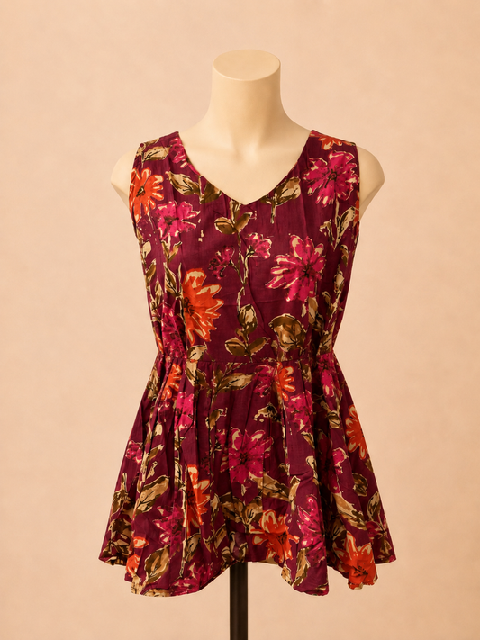 Berry Bloom Flared Mini Dress