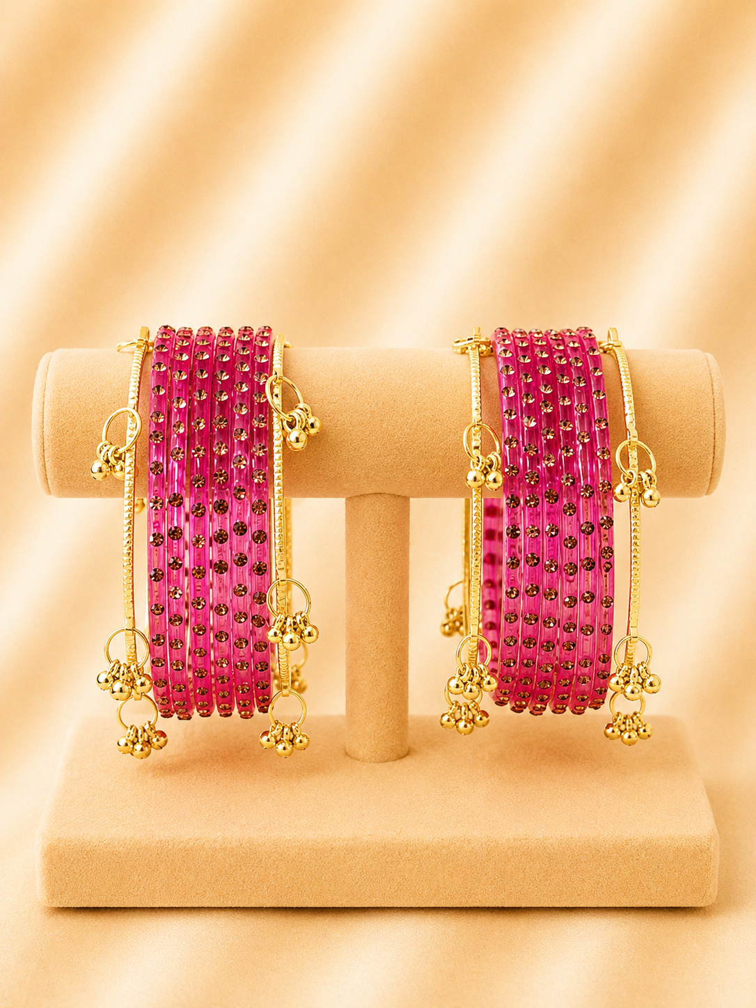 Fuchsia Sparkle Half Bangle Set