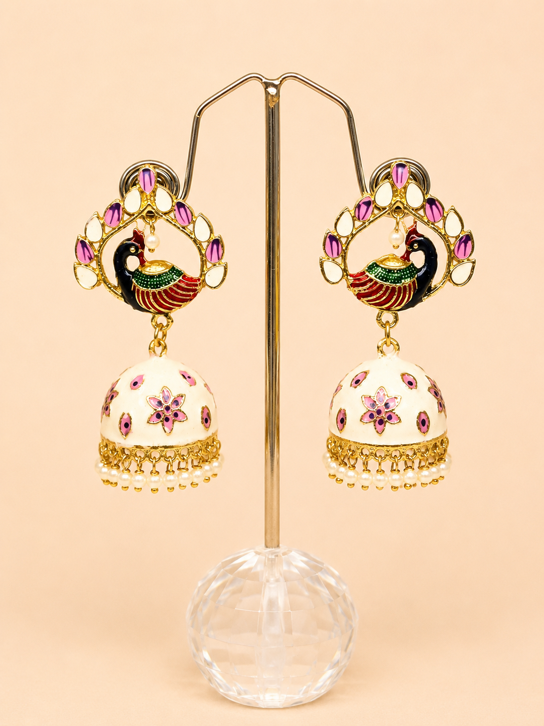 Mayura Ivory Meenakari Jhumkas