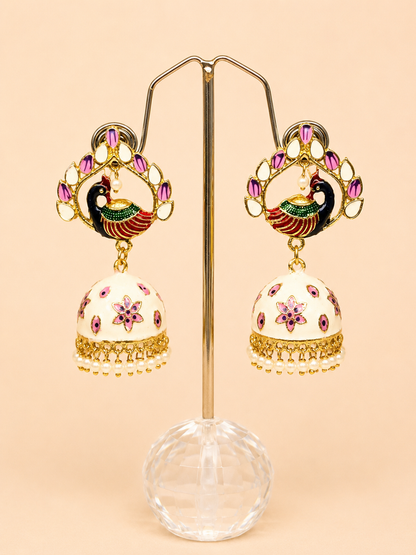 Mayura Ivory Meenakari Jhumkas