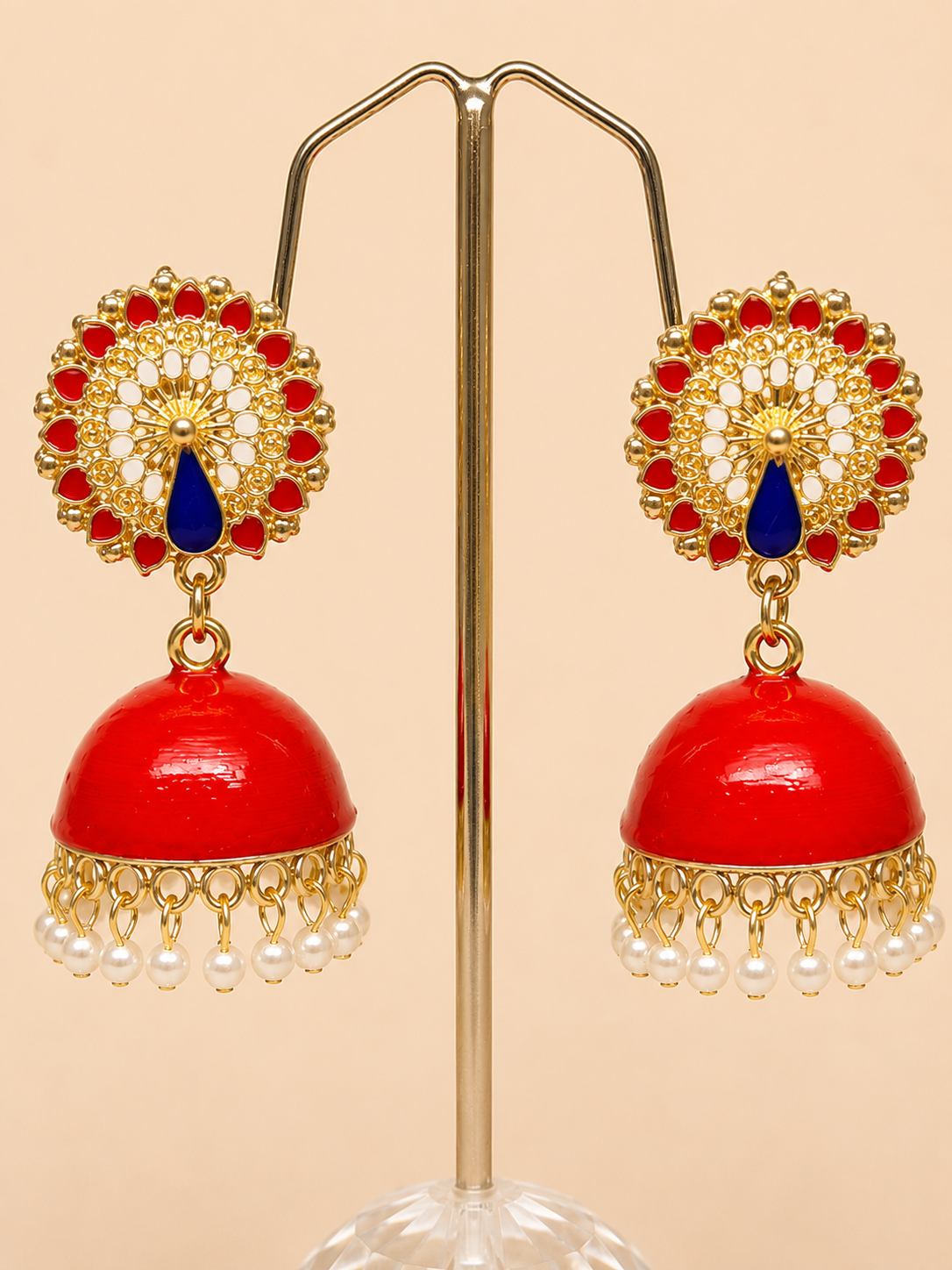 Morni Meenakari Jhumkas