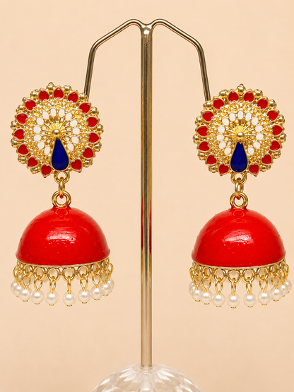 Morni Meenakari Jhumkas