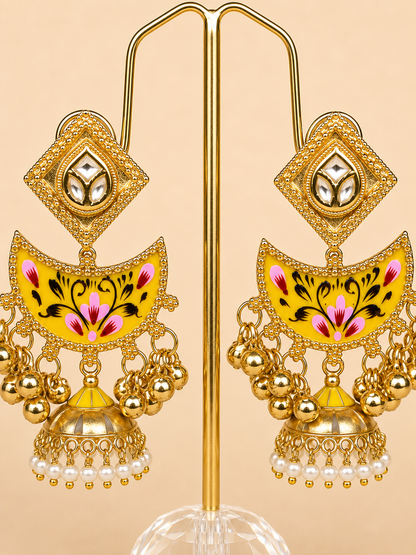 Meenakari Phool Jhumka Earrings