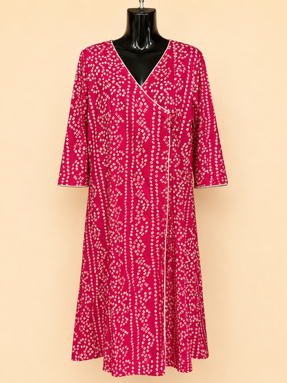 Rani Bandhani Wrap Kurti – Fuchsia Pink