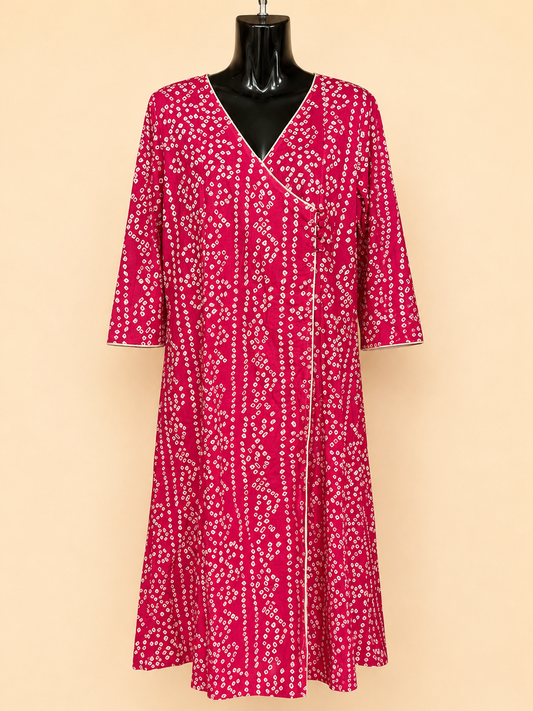 Rani Bandhani Wrap Kurti – Fuchsia Pink