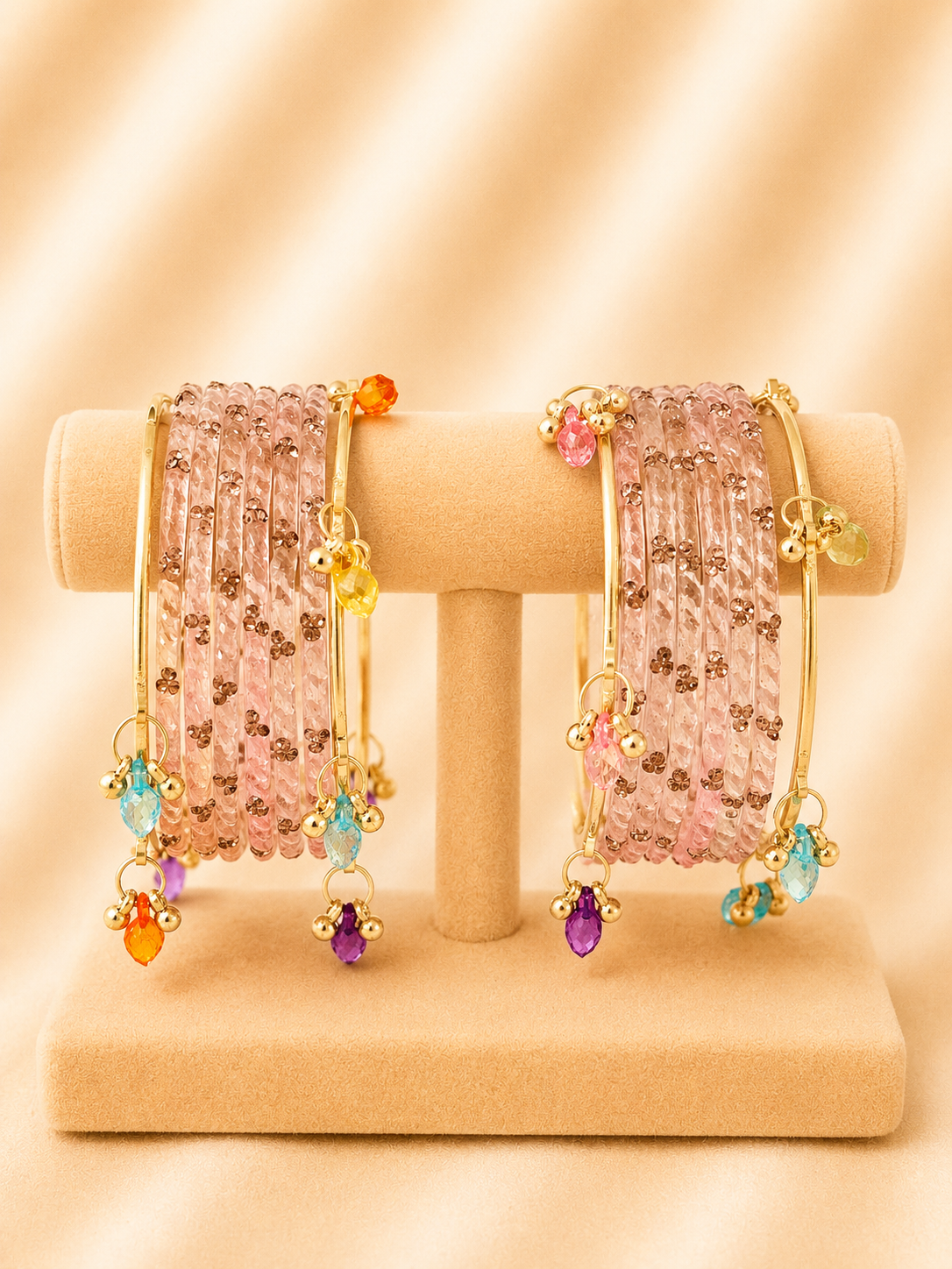 Blush Bloom Glass Bangle Set