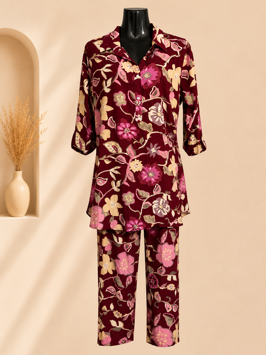 Crimson Garden 2-Piece Co-ord Set