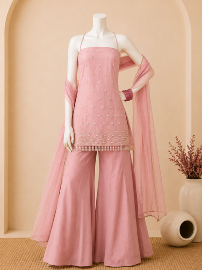 Blush Pearl Embellished Three-Piece Set
