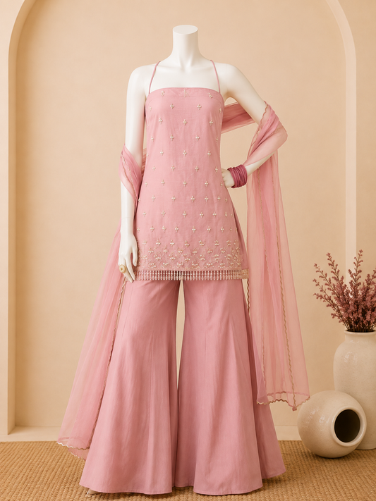 Blush Pearl Embellished Three-Piece Set