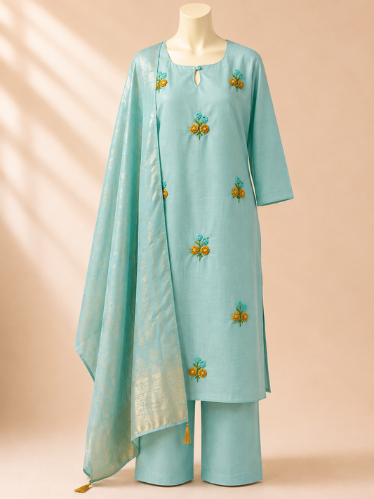 Seafoam Blossom Three-Piece Set