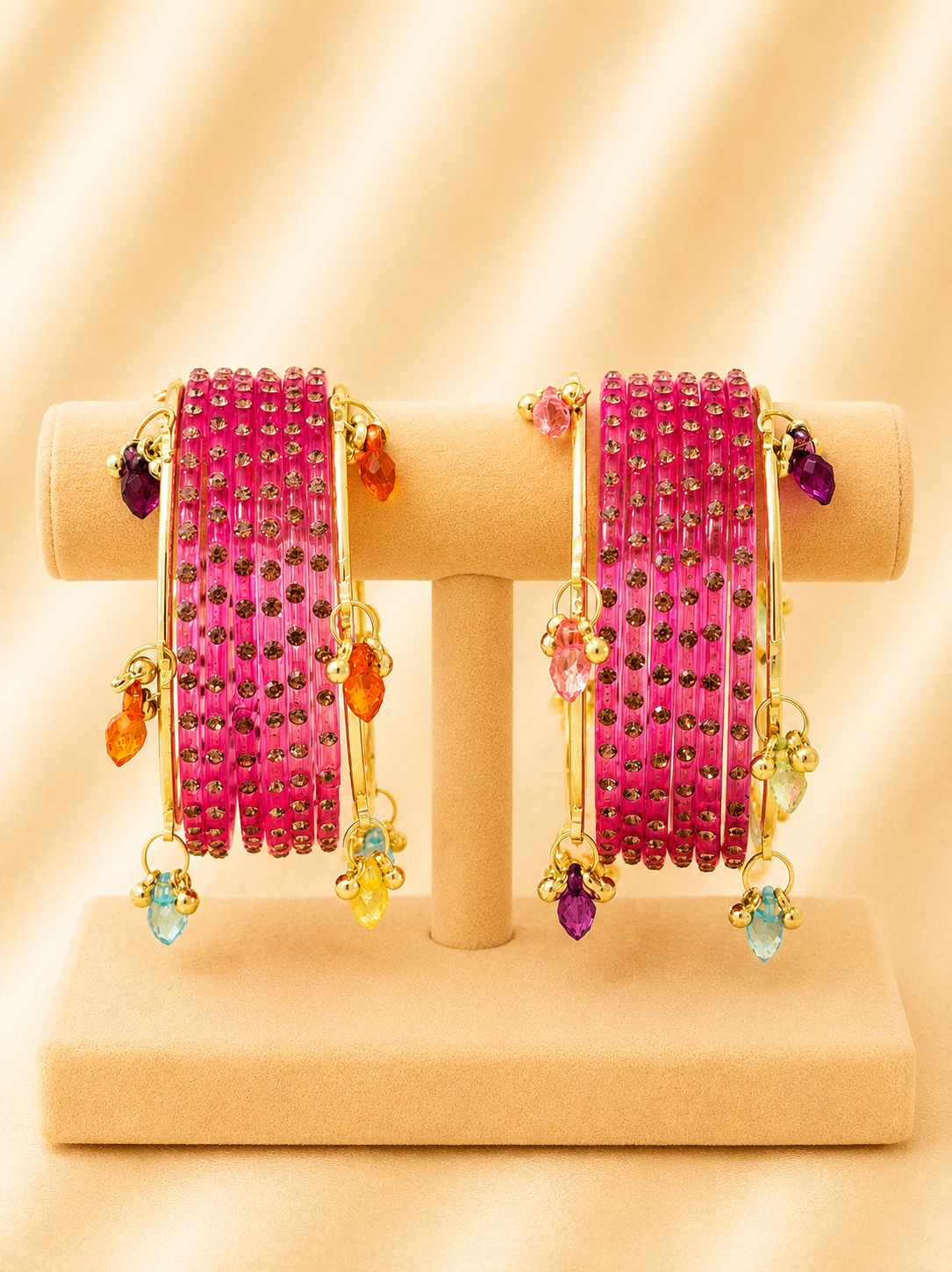 Fuchsia Sparkle Half Bangle Set
