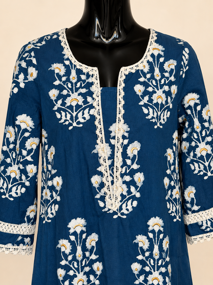 Anaya Lace Trim Cotton Kurti