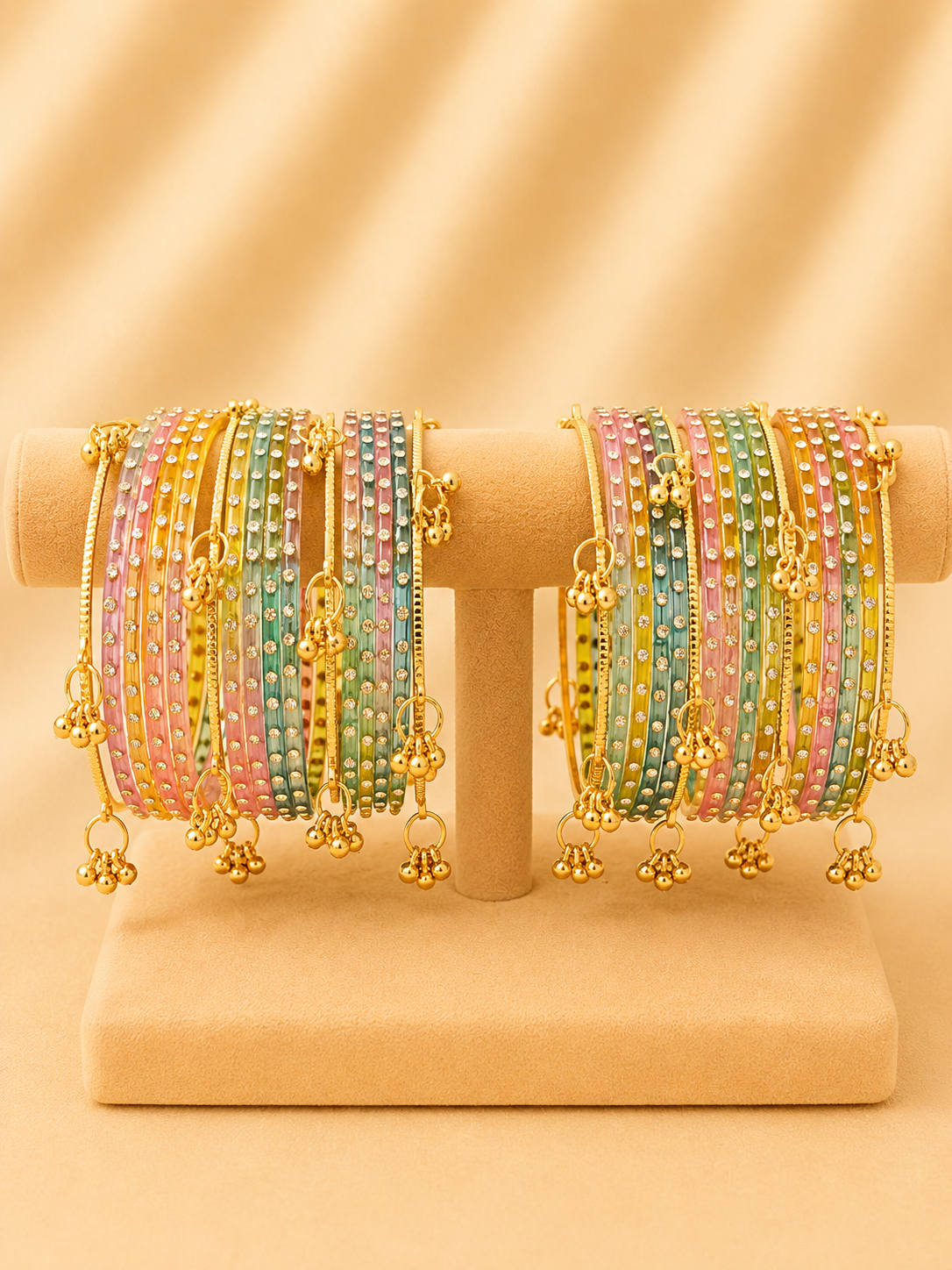 Pastel Crystal Kashmiri Bangle Set