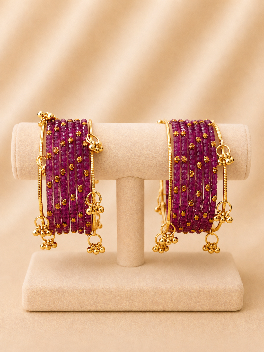 Purple Crystal Kashmiri Bangle Set