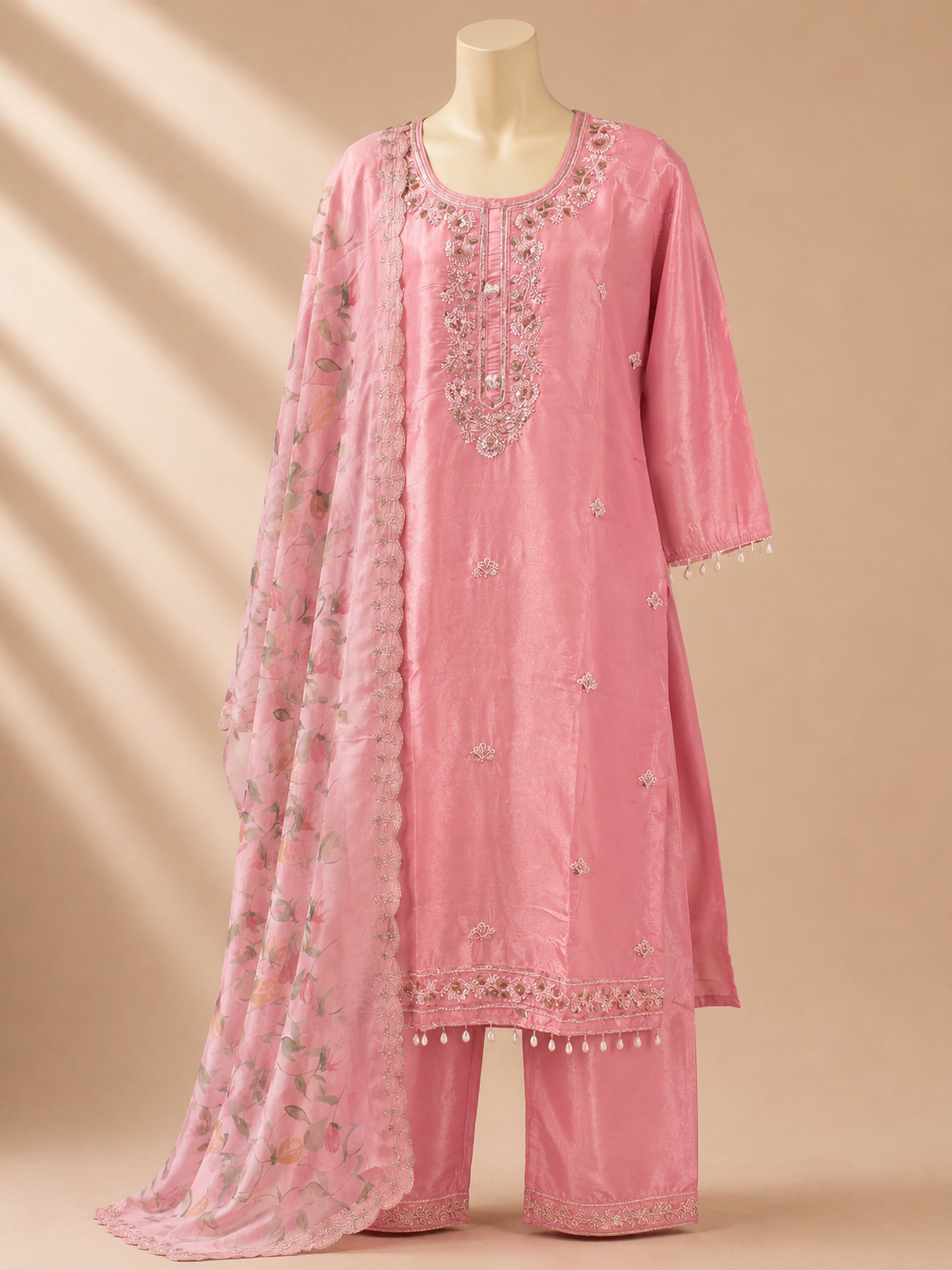 Blush Pink Embellished Three-Piece Set