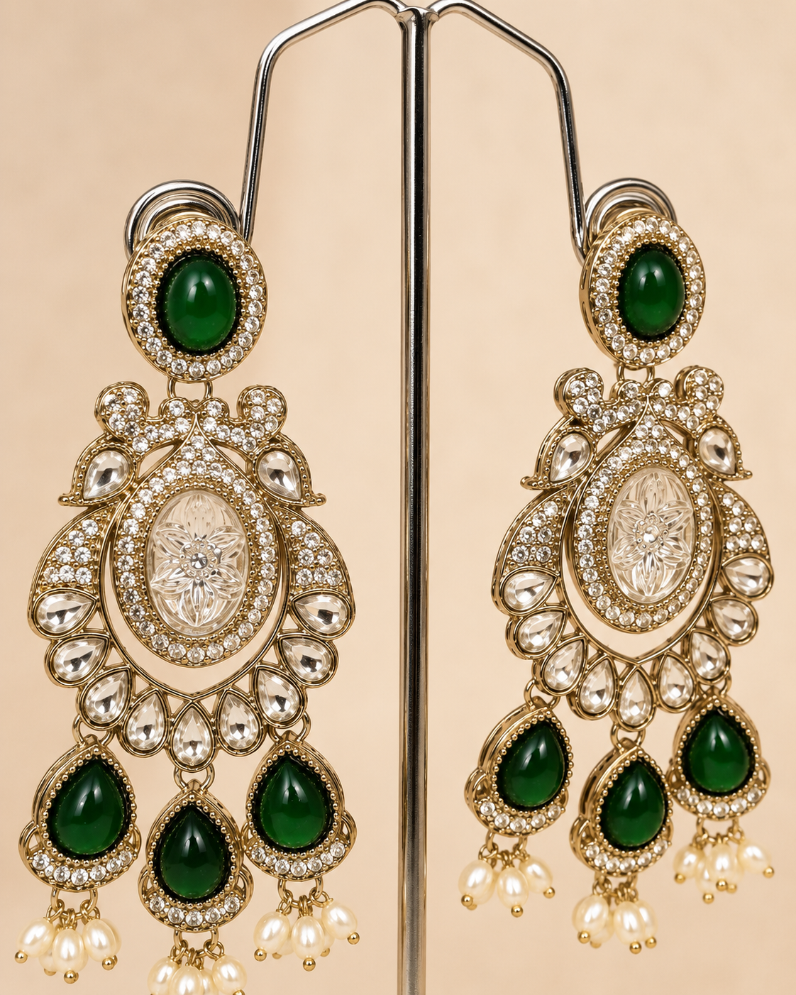 Emerald Chandbali Earrings