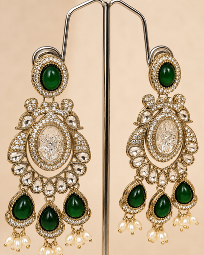 Emerald Chandbali Earrings