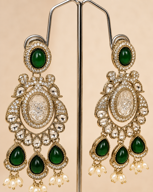 Emerald Chandbali Earrings