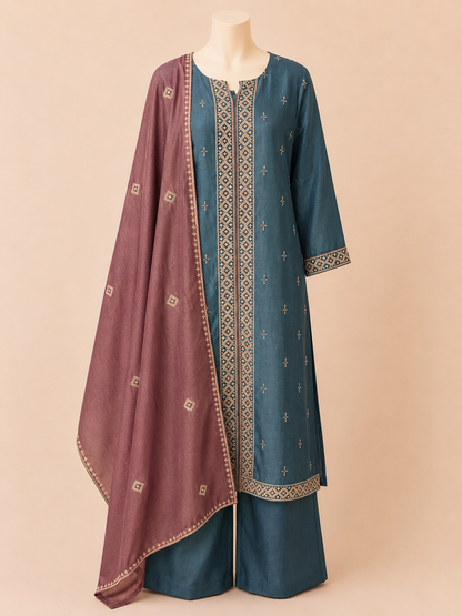 Teal Zareen 3-Piece Suit Set