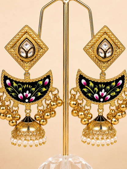 Meenakari Phool Jhumka Earrings