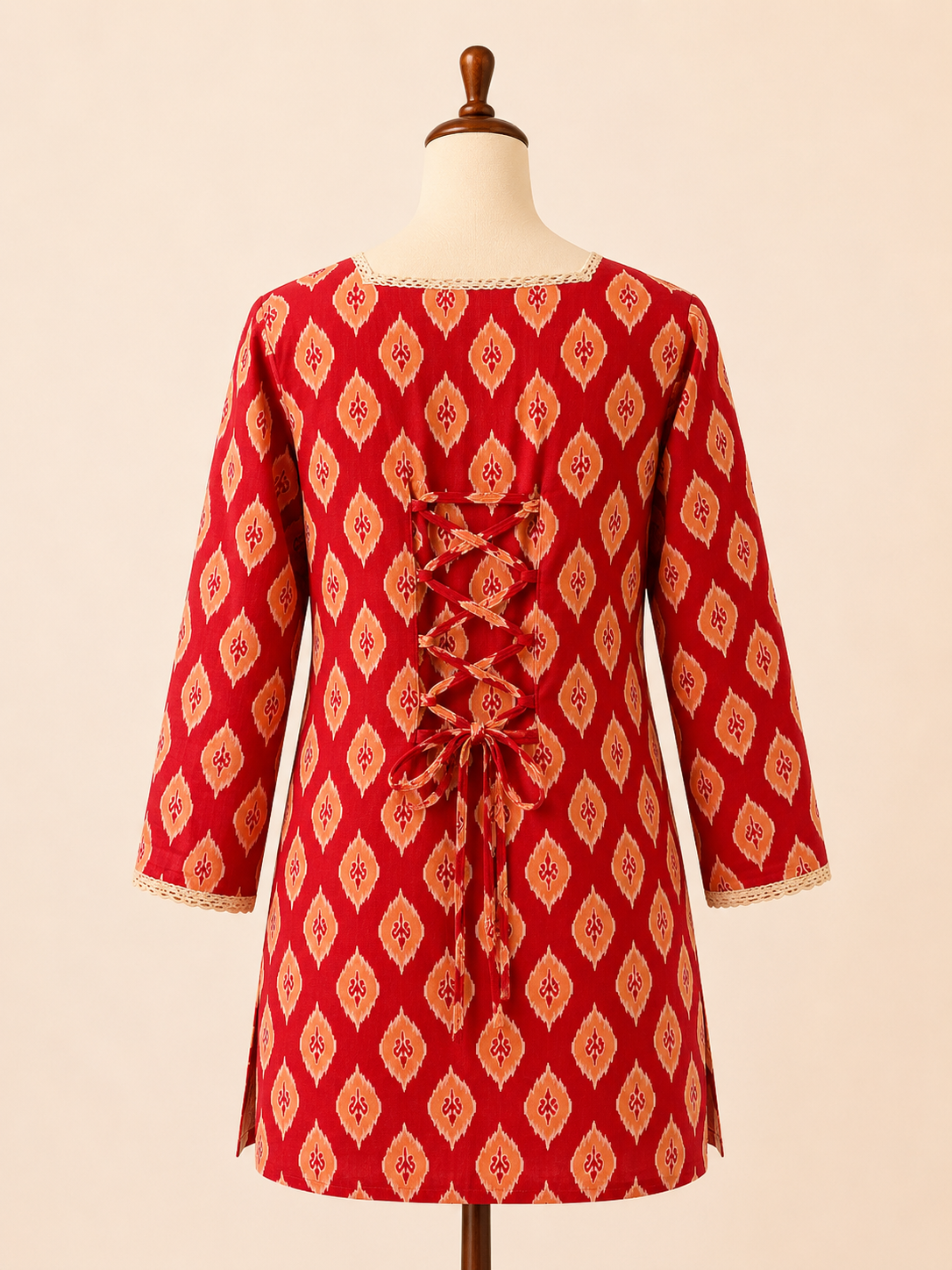 Scarlet Ember Corset-Back Short Kurti