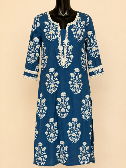 Anaya Lace Trim Cotton Kurti