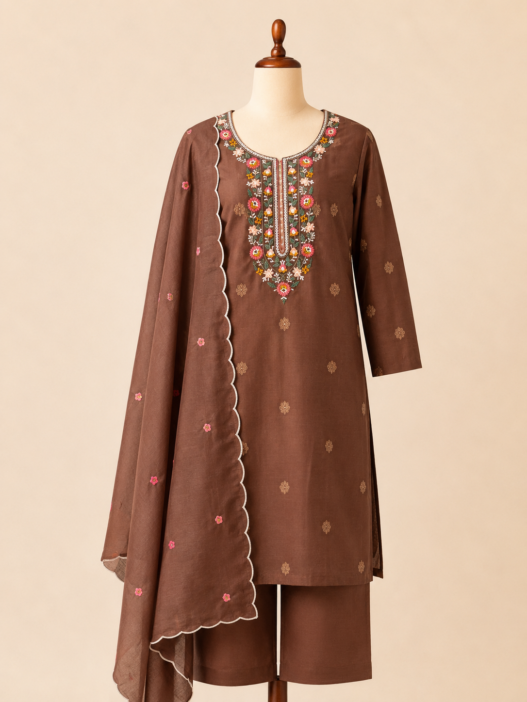 Cocoa Garden Embroidered Three-Piece Set