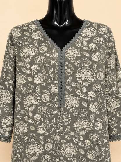 Willow Bloom Kurti – Sage Grey