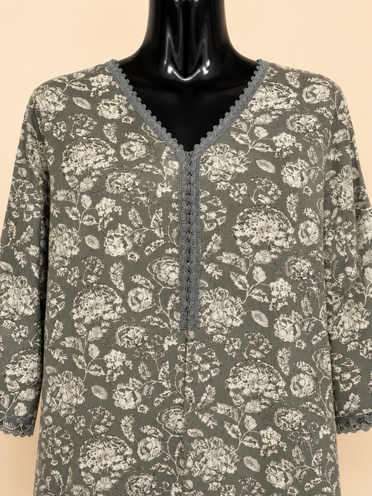 Willow Bloom Kurti – Sage Grey