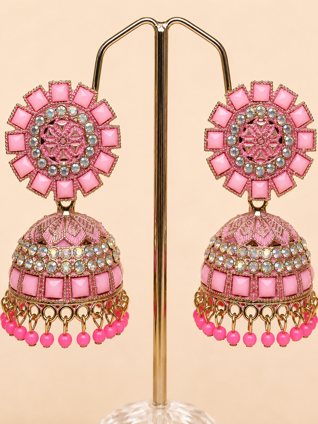 Gulabi Noor Statement Jhumkas