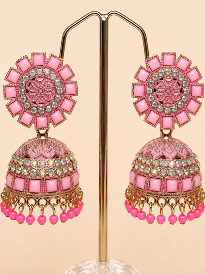 Gulabi Noor Statement Jhumkas